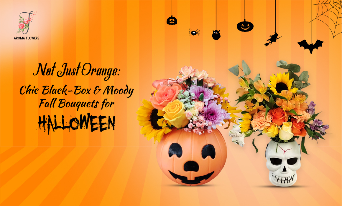 Not Just Orange: Chic Black-Box & Moody Fall Bouquets for Halloween