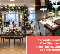 Corporate Events in Cool Weather: Stage Florals & Signing-Table Arrangements